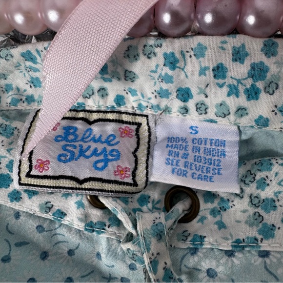 Blue sky skirt floral flowers patch work style blue green yellow sweet boho y2k - Picture 6 of 8